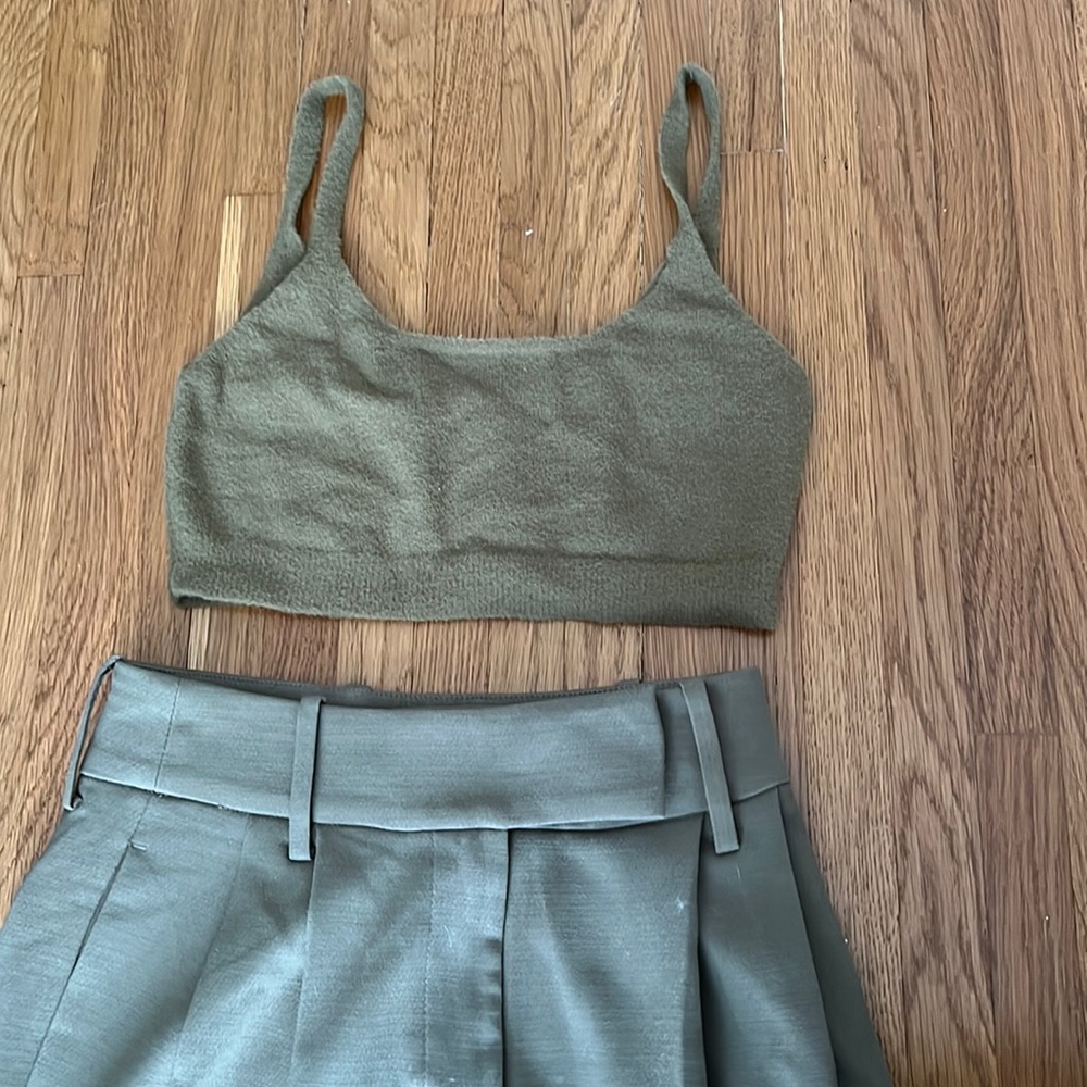 OAK + FORT Olive Trouser + Matching Crop Top
